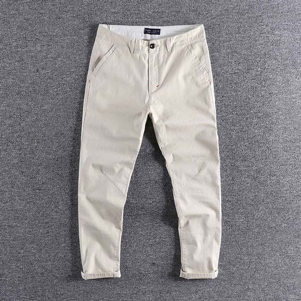 

2021 new arrival plain thin and versatile capris men's slim legged pants korean fashion cool summer trouser 0322 1v49, Black