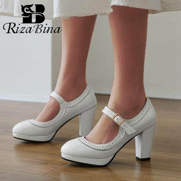 

dress shoes rizabina 6 color women pumps spring fashion ruffles high heel round toe casual party platform footwear 32-48, Black