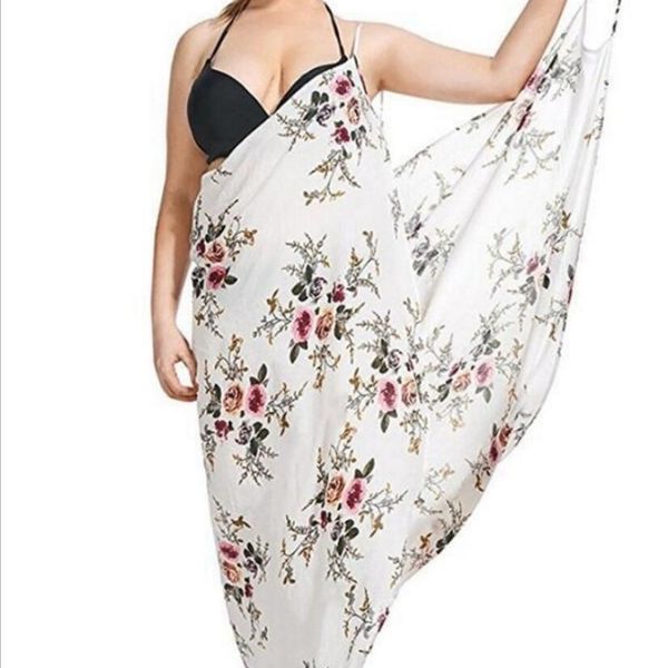 

new large women's printed beach skirt swimming dress, Black;gray