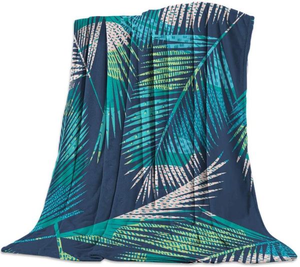 

flannel fleece luxury throw blanket,lightweight cozy couch bed super soft and warm - tropical plant palm leaves (50 x 60 inches)