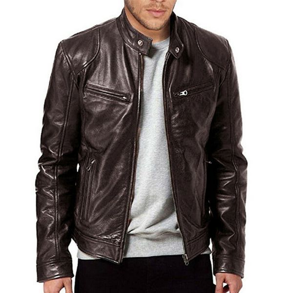 

men pu jackets outwear leather slim biker coat men 2019 cool motorcycle jacket male winter autumn 2xl, Black;brown