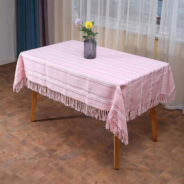 

table cloth dinning cover anti-scratch flax elegant tassel linen home decoration