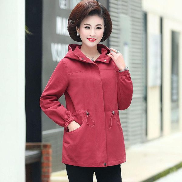 

women's jackets 2021 spring autumn middle age women fashion solid lightweight hooded jacket female thin windbreaker outwear coat a121, Black;brown