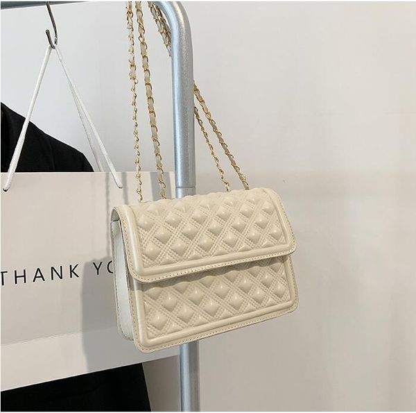 

pure color rhombus chain messenger bag one shoulder small square bags