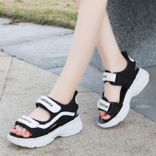 

sagace shoes 2021 summer women sport sandals cloth breathable explosion student flat with beach zapatos de mujer mujer may21, Black