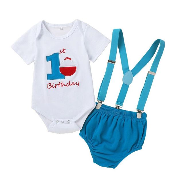 

clothing sets born baby clothes my first birthday infant boys girls letter print romper suspender trousers outfits, White