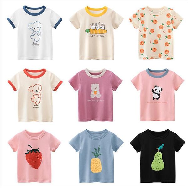 

kids boy t shirt girls cartoon cute baby cotton tees summer clothes toddler fashion shirts children costume, Blue