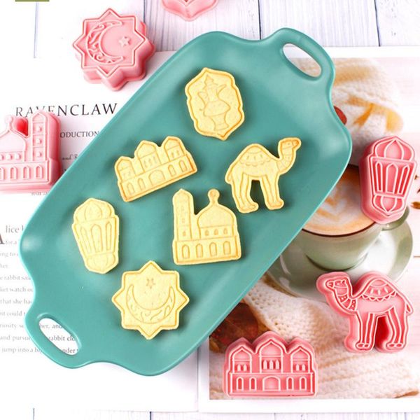 

baking moulds 6pcs 3d biscuit stamp cookie mold set muslim middle eastern style presses kitchen pastry bakeware dough tool