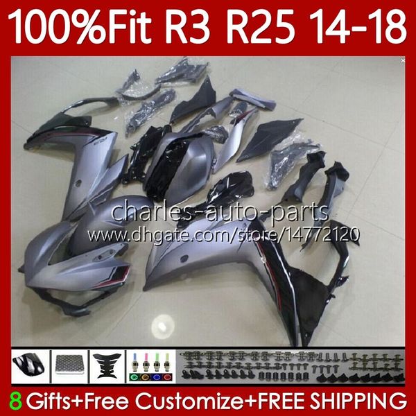 Enjeksiyon Fairings Mat Renk Kiti Yamaha YZFR3 YZF-R25 YZFR25 2014-2018 102NO.32 YZF R3 R25 YZF-R3 2014 2015 2016 2017 2018 Bodywork YZF R 3 25 14 15 17 18 OEM Vücut