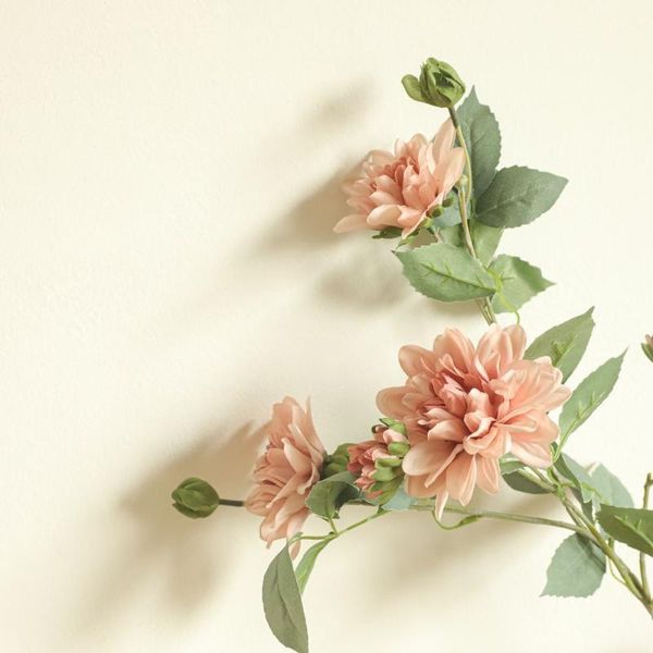

decorative flowers & wreaths 3 heads dahlias artificial flower diy silk daisy chrysanthemum vintage vivid fake and leaf wedding party home d