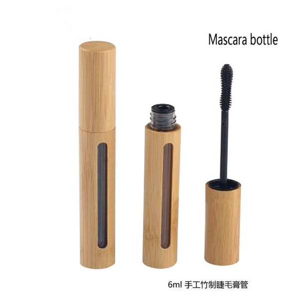 

storage bottles & jars 100pcs empty bamboo lip gloss tube cosmetic mascara with shell wholesale makeup eyelash bottle subpackage container