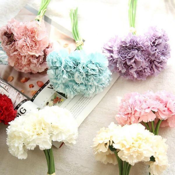 

decorative flowers & wreaths 1 bouquet charming fake flower portable faux silk fadeless wedding props artificial carnation home/table decor
