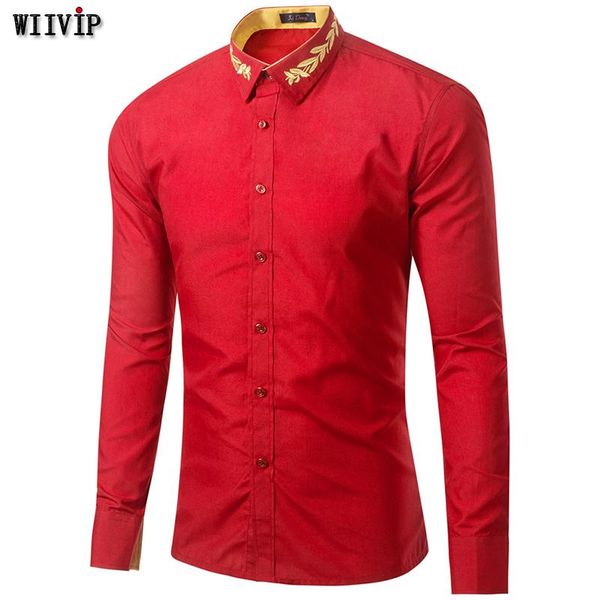 

men's casual shirts flash deal man full sleeve turn-down collar embroidery handsome smart for lucky you h0015, White;black