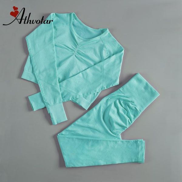 

yoga outfit athvotar fitness set workout clothes for women shirts bra gym leggings slim stretch seamless suits