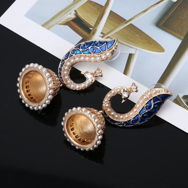 

dangle & chandelier retro bollywood kundan peacock jhumka jhumki drop earrings gypsy jewelry hx6e, Silver
