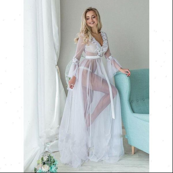 

autumn women see through lace mesh appliques deep v neck petal sleeve floor lengthen dresses drop shipping good quality, Black;gray