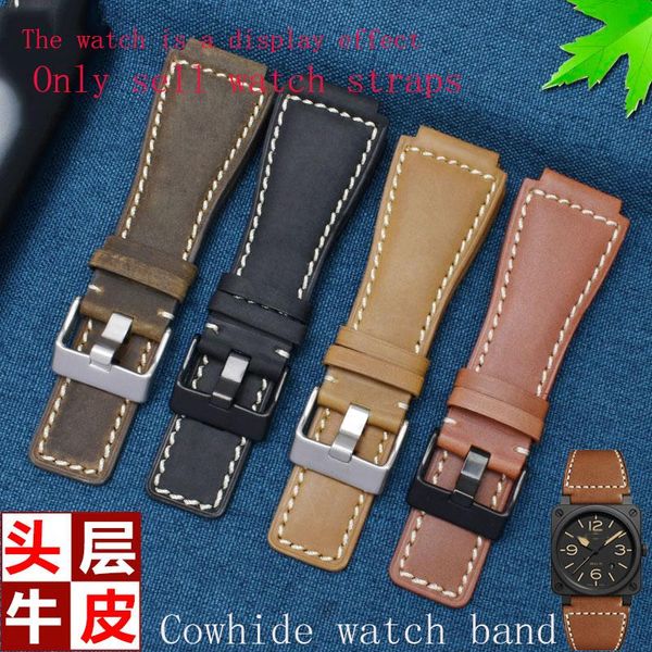 

watch bands cowhide band for br belles 24mm black brown waterproof genuine leather wrist strap