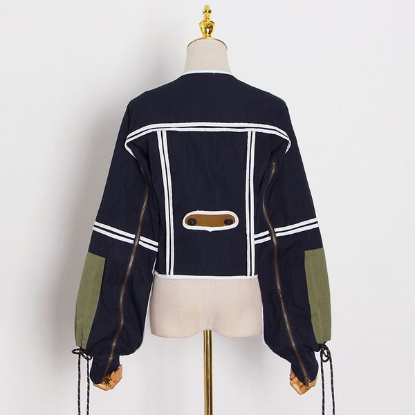 

casual streetwear hit color jacket for women square collar long sleeve short female fashion new autumn tide, Black;brown