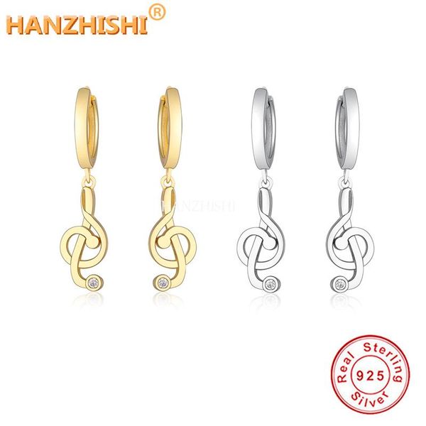 

hoop & huggie wholesale price 925 sterling silver musical note earrings, Golden;silver