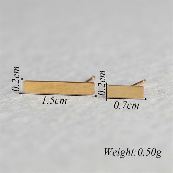 

50pair small rectangle square bar stick asymmetry earring studs cartilage piercing stainless steel geometric cuboid shaped korean minimalist, Golden;silver