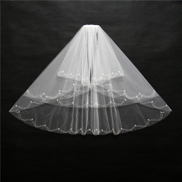 

bridal veils arrival two layer veil handmade beading short net yarn with comb wedding accessories, Black
