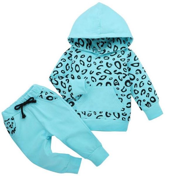 

clothing sets toddler baby girl clothes set born girls outfit leopard pocket hoodie + pants spring autumn fashion, White