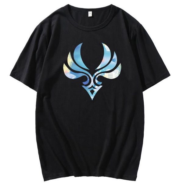 

men's t-shirts 2021 t-shirt male genshin impact hip-hop harajuku streetwear y2k summer round neck print short-sleeved, White;black