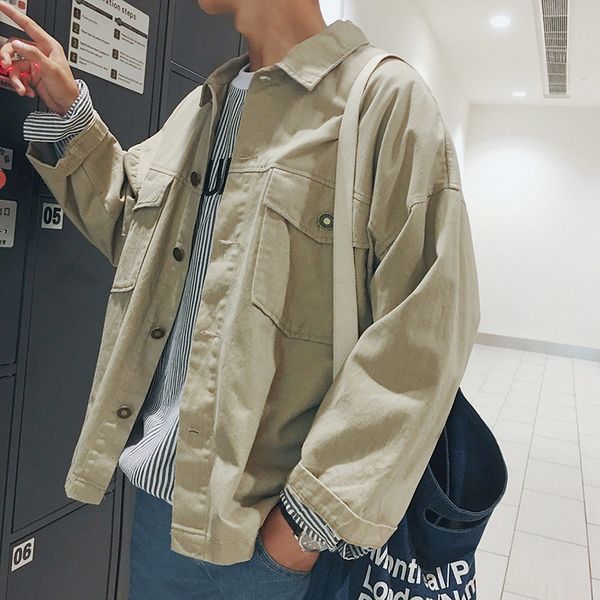 

ins men's college style korean work jacket clothes net red same student handsome coat fashion brand, Black;brown