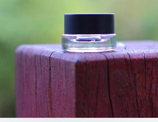 Frasco de creme claro 3G com tampa de plástico preta, frasco cosmético de grama, embalagem para amostra, mini garrafa de olho de vidro