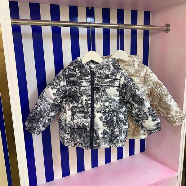 

chao brand children's clothing 2021 autumn winter new boys' down jacket girls' cotton jacket hoodie thickened for warmth, Black