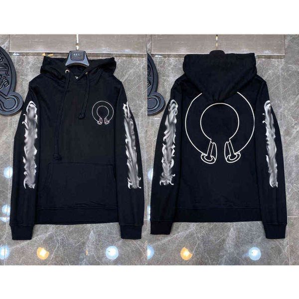 

classic mens fashion luxury zipper ch hoodies designer sweatshirts horseshoe sanskrit cross print pullover hooded sweater woman loose jackts, Black