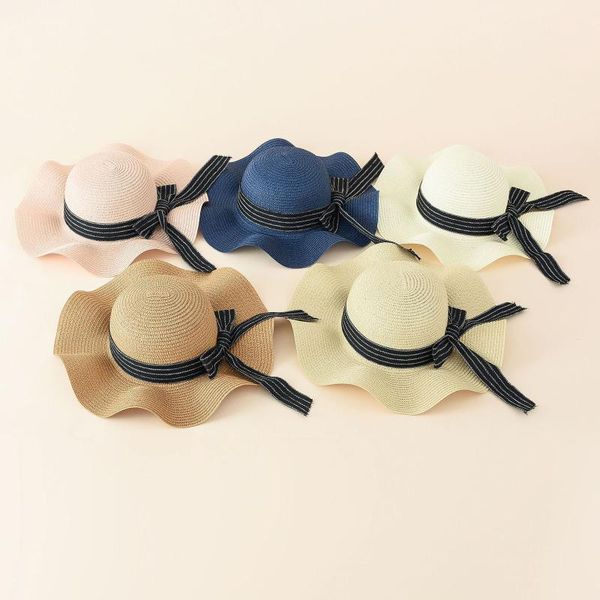 

wide brim hats elegant dome sun hat summer women fashion casual beach outdoor protection straw for chapeau femme, Blue;gray