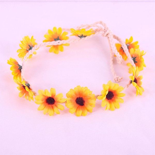 

hair clips & barrettes women flower hairband ladies elastic daisy garland wreath sunflower head band party club accessories, Golden;silver