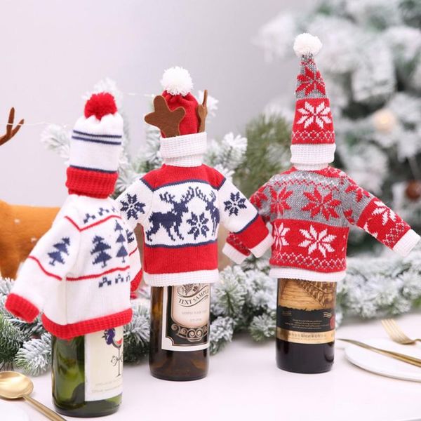 

christmas bottle cover decor christmas party festival dinner decor xmas mini sweater cap cute stockings for kitchen