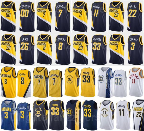 

printed basketball 75th anniversary malcolm brogdon jersey 7 domantas sabonis 11 chris duarte 3 myles turner 33 justin holiday 8 caris lever, Black;red