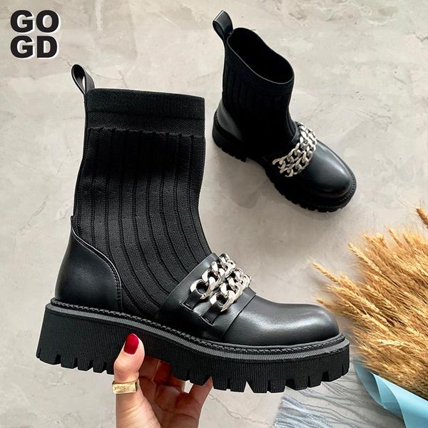 

boots [gogd]women spring style british-style small leather shoes retro college thick bottom single all-match loafers, Black