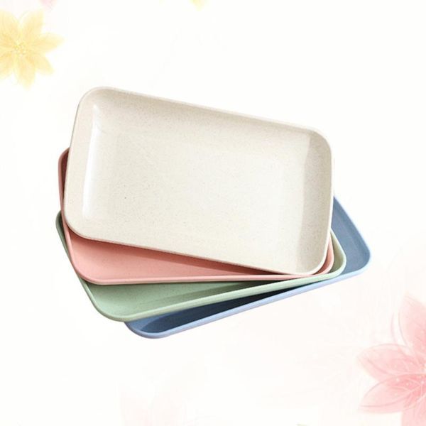 

dishes & plates 4pcs household dinner plate microwave oven available eco-friendly home kitchen utensils (pink, green, blue, be