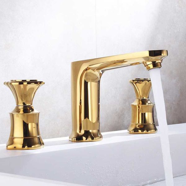 

bathroom sink faucets basin faucet brass black/gold/chrome deck mounted mixer 3 hole double handle and cold water tap