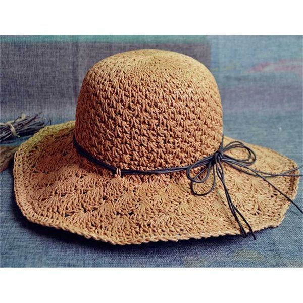 

spring soft lafite sun hat women's straw hat summer sun bow, Black;white