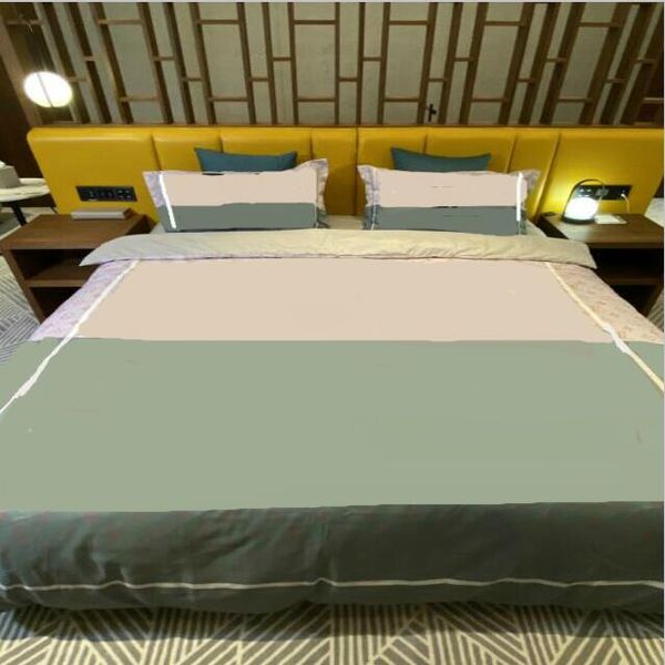 Moda elegante minimalista casa cama suave e confortável Impresso Mocha Algodão de quatro peças conjunto Queen size 4 peça set A020