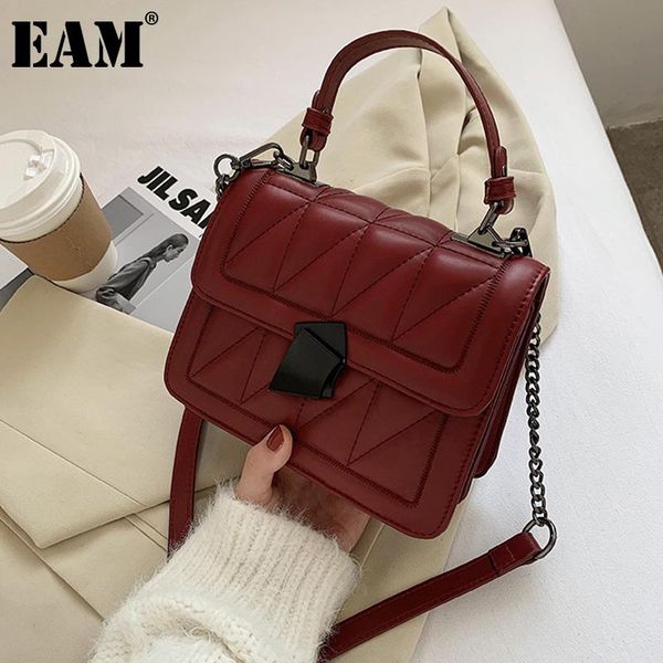 

shoulder bags [eam] women brief handbag chains pu leather flap personality all-match crossbody bag fashion tide 2021 18a1908