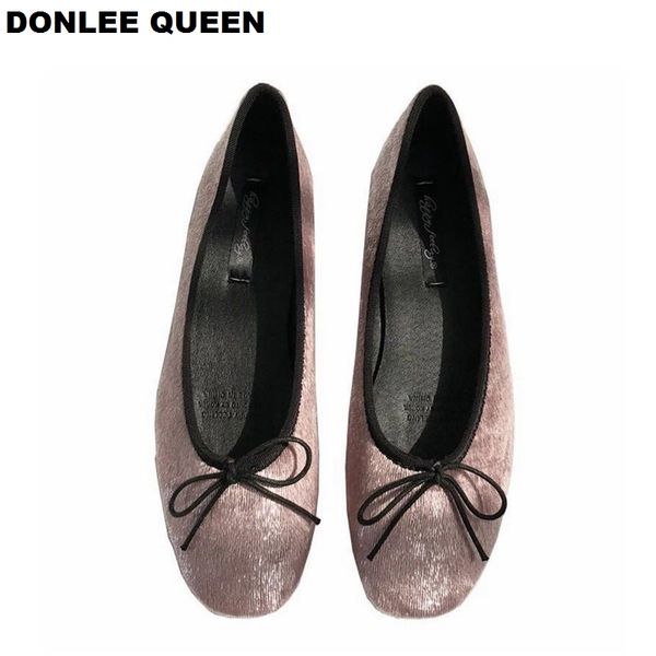 

women glitter ballet autumn spring bling sequins shoes flat round toe shallow bow ballerina slip on casual loafers soft moccasin, Black