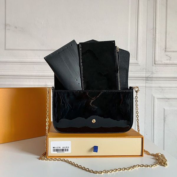 

m61276 luxury designer women shoulder bags messenger purses handbag wallet pochette felicie 3-piece style and a golden chain wallets with bo