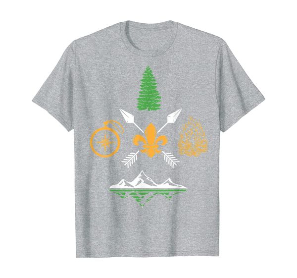 

scout campfire camp compass hiking adventure nature gift t-shirt, White;black