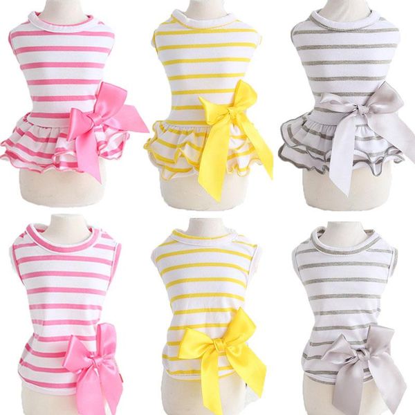 

dog apparel summer dress for striped bow-knot pet clothes wedding skirt chihuahua lovely puppy clothing spring