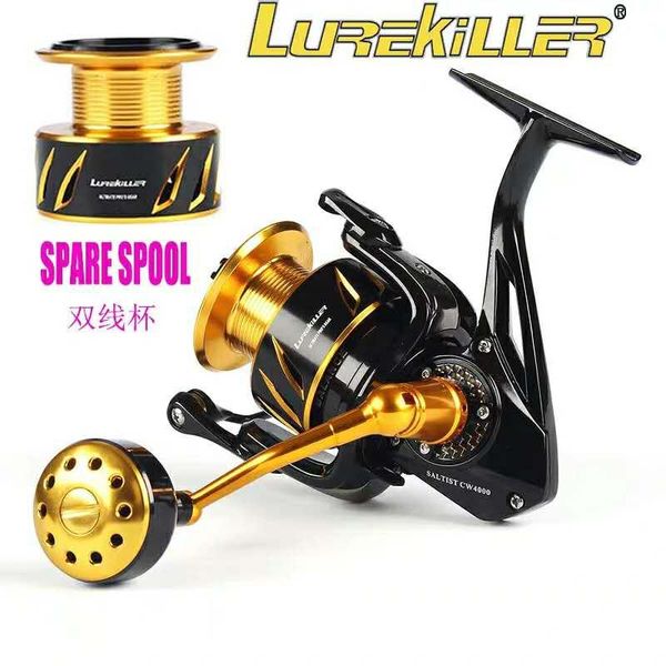 

baitcasting reels lurekiller saltist cw3000- cw10000 spinning jigging reel double spools 10bb alloy 35kgs drag power
