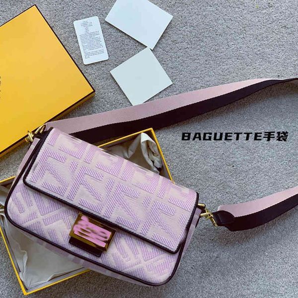 

75% off luxury handbag 2021 new uette double pink french stick embroidered canvas one shoulder cross carrying portable leisure women's