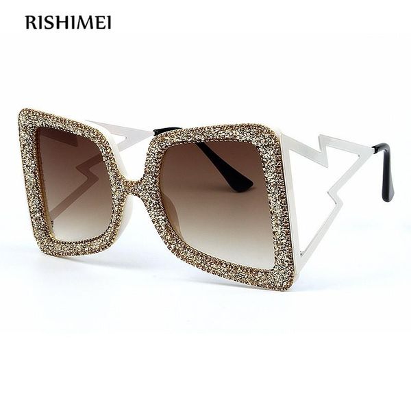 

sunglasses deluxe diamond large frame for women fashion metallic color, White;black
