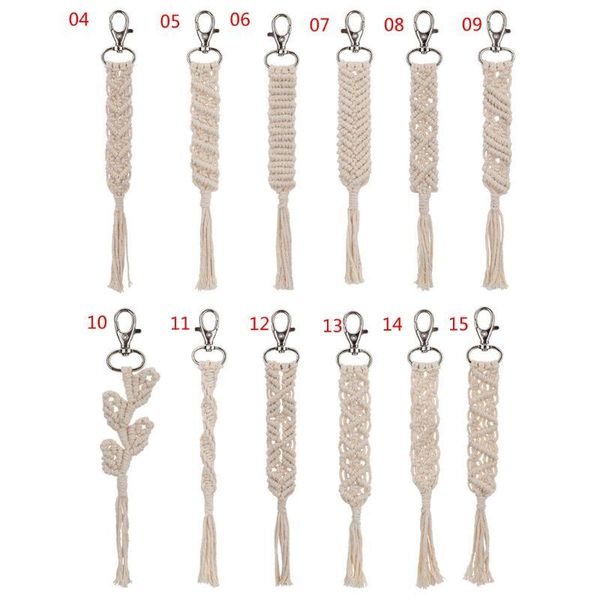 

keychains tassel for women boho key holder keyring macrame bag charm car hanging jewelry gift friends, Silver
