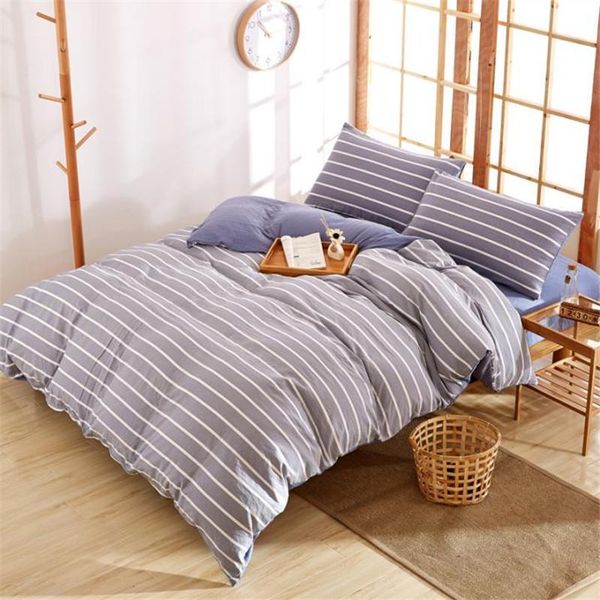 

bedding sets blue stripes set ab design skin-friend cotton fabric ins style quilt cover sheet pillowcases enjoy soft night oceania